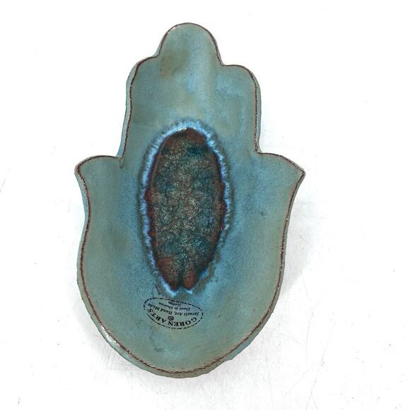 Goren Arts Hand Made Pottery Hamsa Trinket Dish Bowl - Made in Israel - Picture 1 of 5